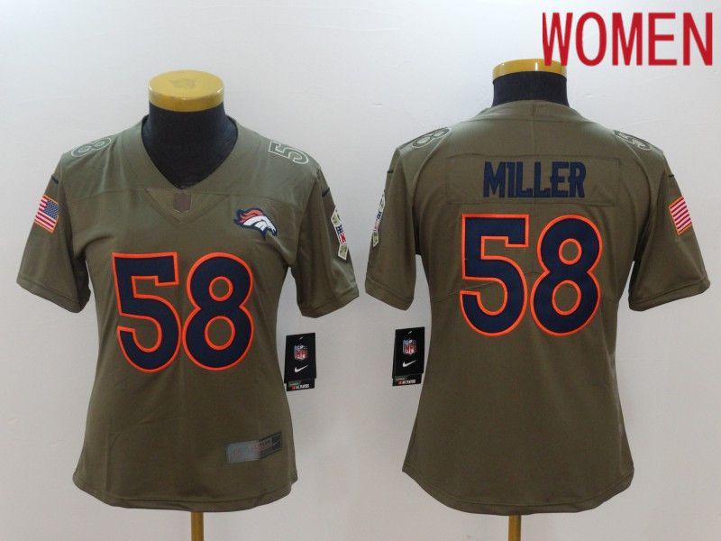 Women Denver Broncos #58 Miller black Nike Olive Salute To Service Limited NFL Jersey